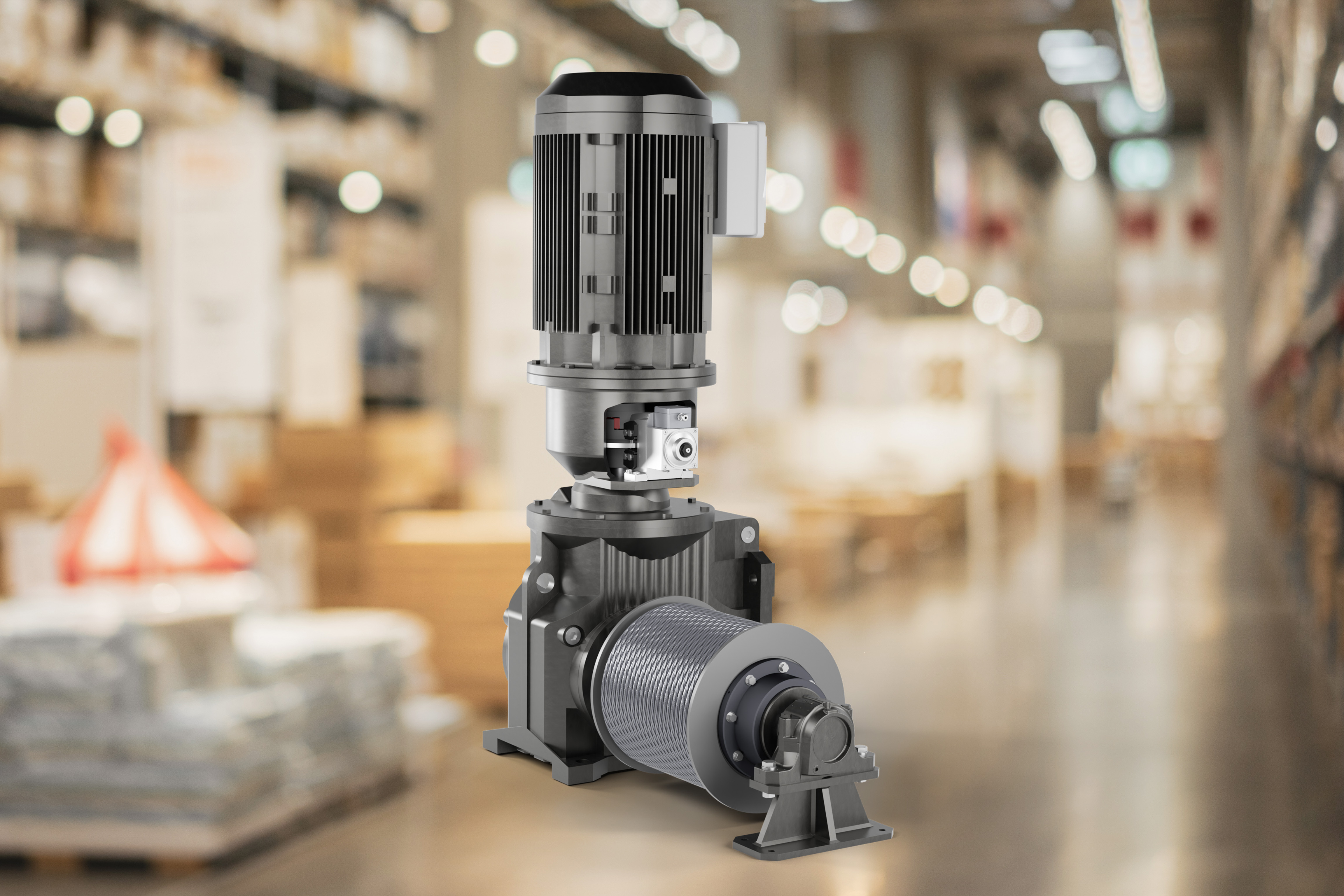 MV-Bremse von RINGSPANN in einem Seiltrommel-Antrieb